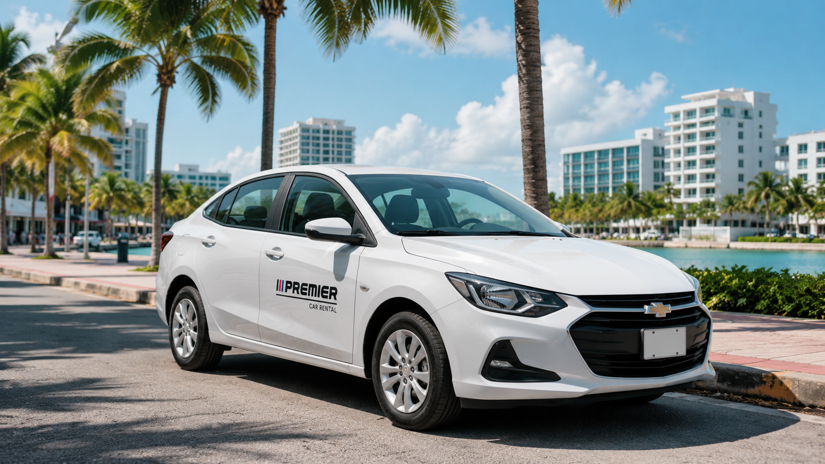 Premier Car Rental white car