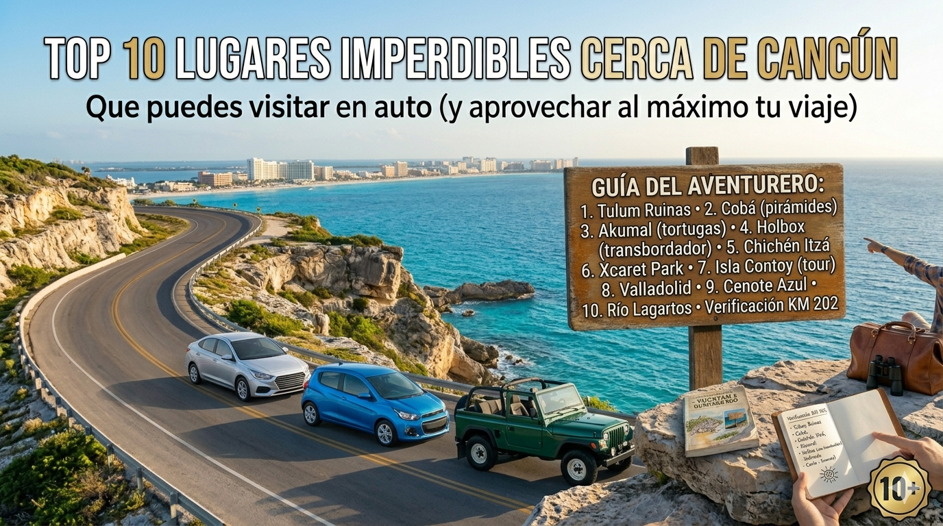 Top 10 lugares imperdibles cerca de Cancún que puedes visitar en auto (y aprovechar al máximo tu viaje)